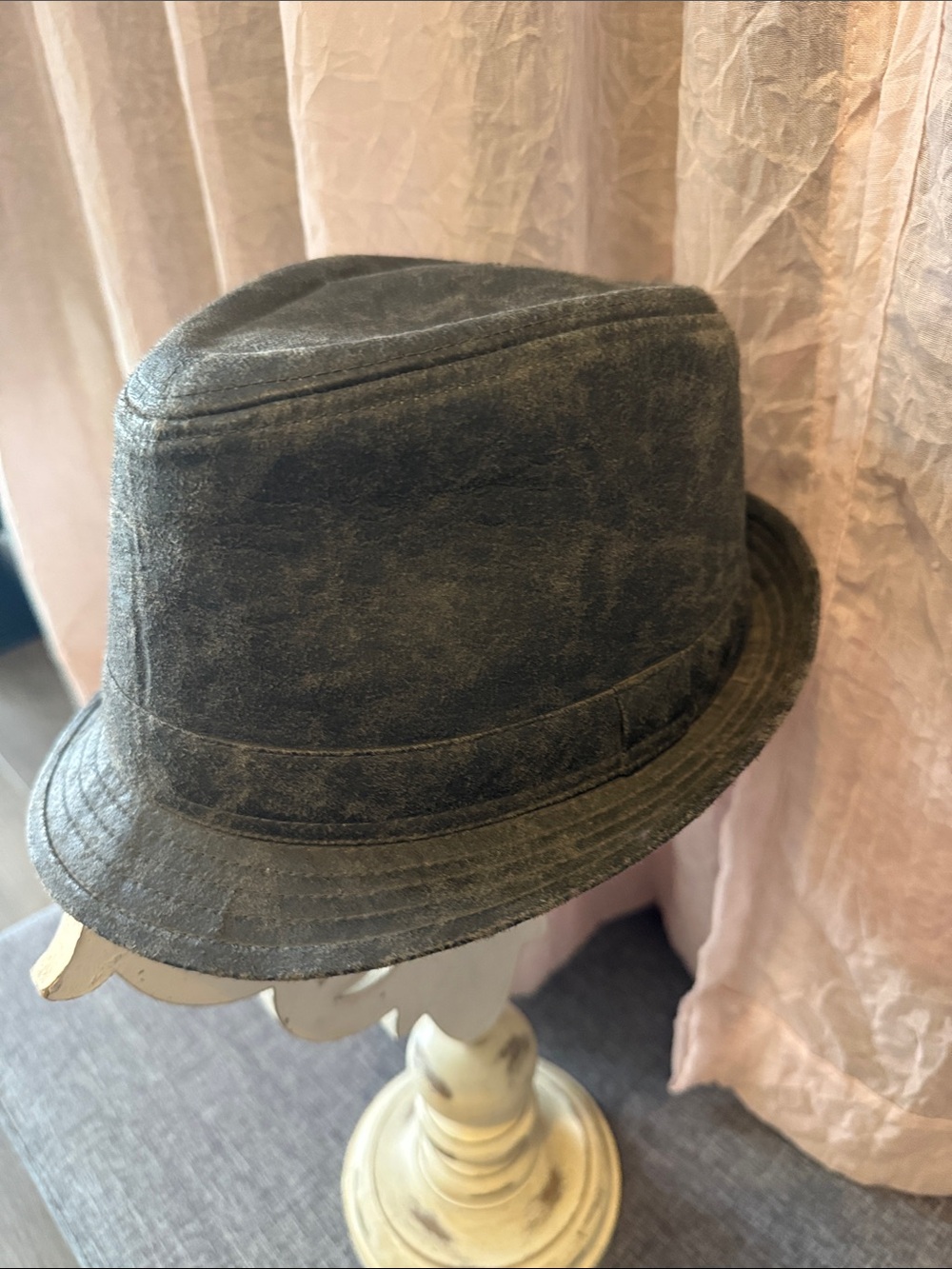 Men's Distressed Olive Fedora Hat